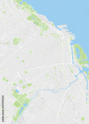 City map Buenos Aires, color detailed plan, vector illustration