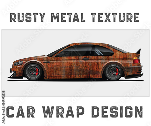 Rusty Metal Texture Car Wrap Design Sporty car