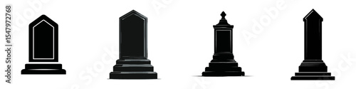 Elegant Black Gravestones in Various Styles for Memorial Use