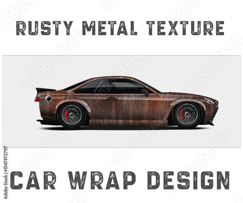 Rusty Metal Texture Car Wrap Design sports car