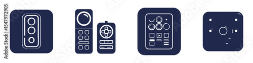 Collection of Minimalist Remote Controls in Simple Line Art Style