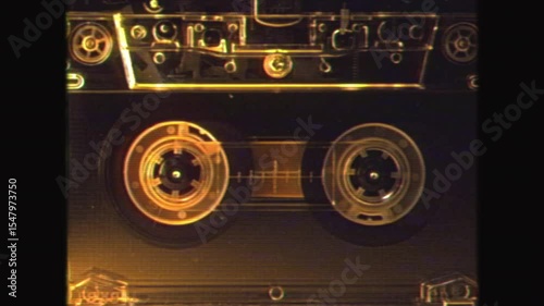 Vintage Audio Cassette Player with Retro VHS Effect - Nostalgic 80s 90s Tape, Classic Music Storage, Grainy Analog Video Style, Old School Audio Technology, Historical Media Aesthetic