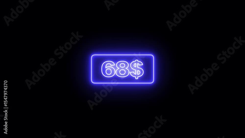 0 to 200 dollar counting animation. 200 dollar neon sign Counting money and digits increasing. Counting Numbers from 0 to 200.