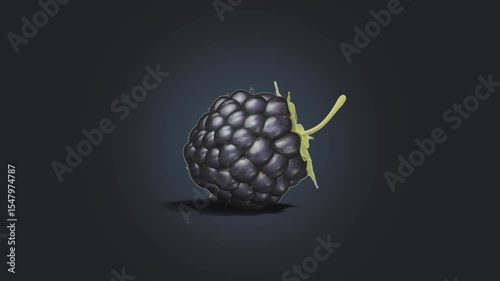Blackberry berry lying, looped rotation, dark background