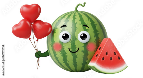 Isolated Watermelon with Balloons
