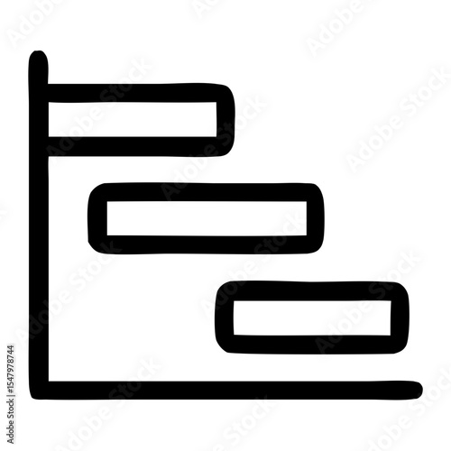 Line Art Simple Diagram Horizontal Bar Chart Graph Icon Illustration