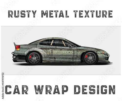 Rusty Metal Texture Car Wrap Design Sporty car