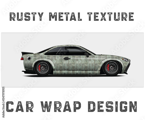 Rusty Metal Texture Car Wrap Design sports car