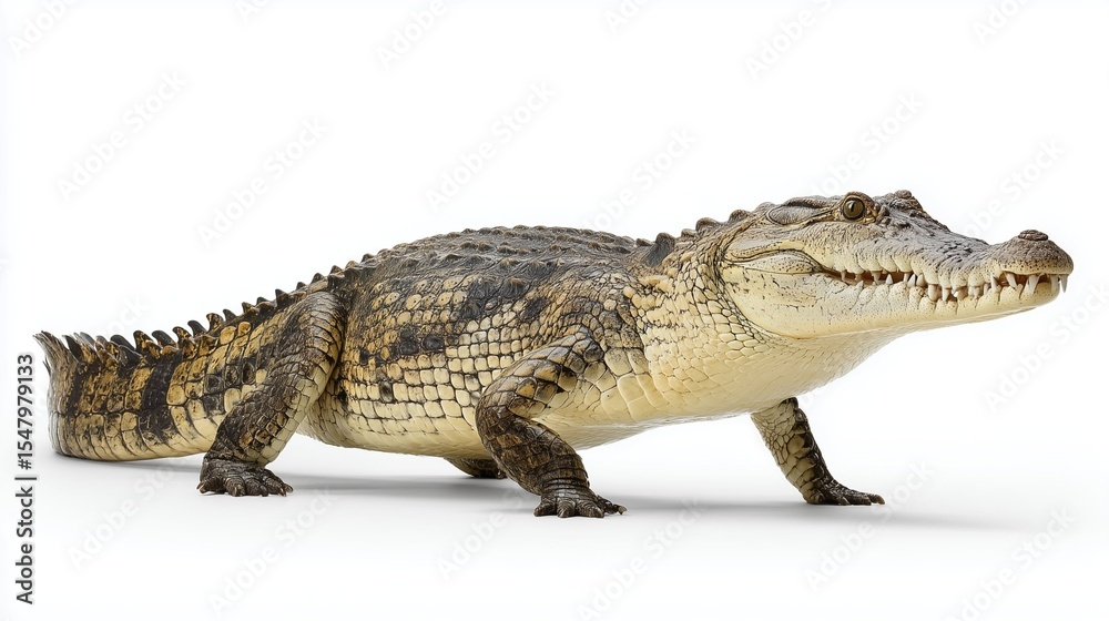 Fototapeta premium Crocodile resting on white background