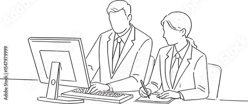 Funny business people cartoons at work in the office
