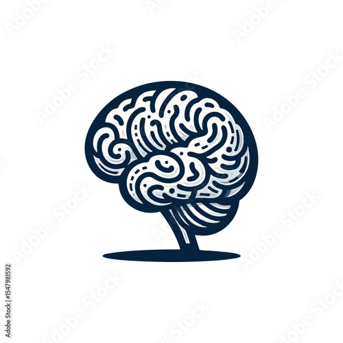 Brain Anatomical engrave illustration logo icon design
