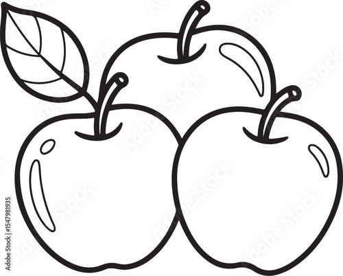 Red apple fruit food vector illustration with green leaf symbol of fresh healthy diet