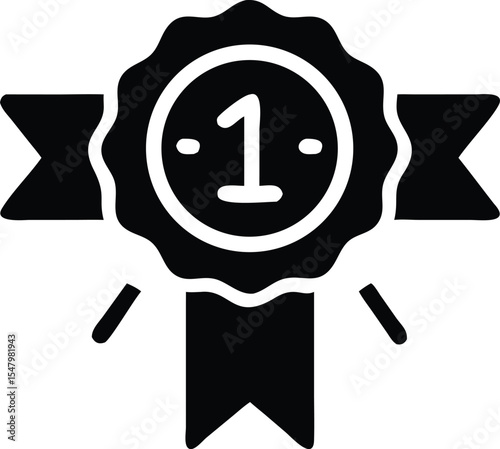 Award badge depicting first place number one achievement icon