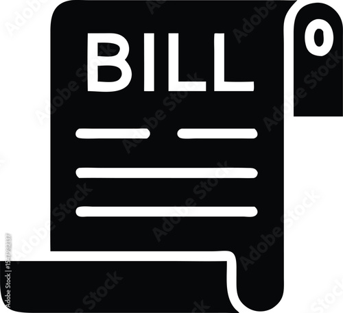 Bill representing payment and financial document icon