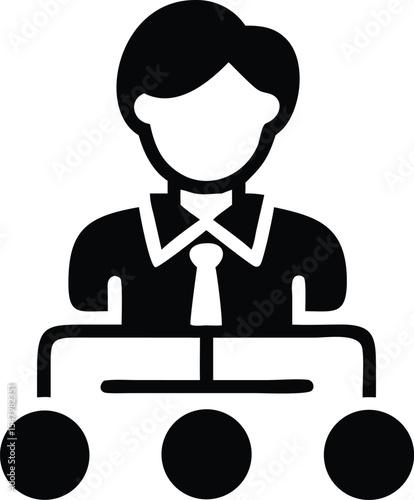 Business man in a hierarchical organizational chart icon