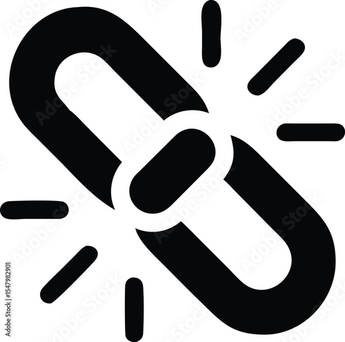 Broken chain icon illustrating disconnection failure separation and weakness concept