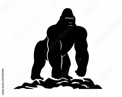 Gorilla stand on stone 