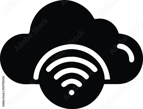 Cloud computing with wifi connection symbol, illustrating wireless internet access and storage icon