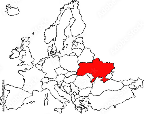 Wallpaper Mural MAP OF UKRAINE, MAP OF EUROPE HIGHLIGHTING THE COUNTRY OF UKRAINE Torontodigital.ca