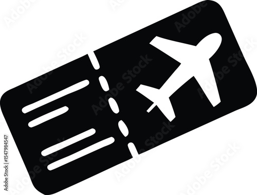Airplane ticket for travel or flying icon