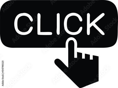 Click button with hand pointer icon
