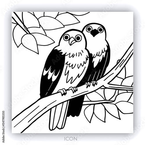 Two yellow canaries perched in lush green foliage oil painting style nature scene wildlife birdwatching