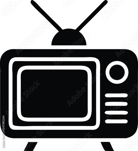 Television with antenna and controls icon