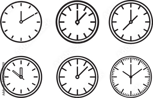 Collection of Simple Clock Face Designs Time Icons for Websites and Apps