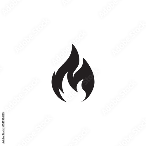Single black flame vector graphic hot energy inferno bonfire silhouette