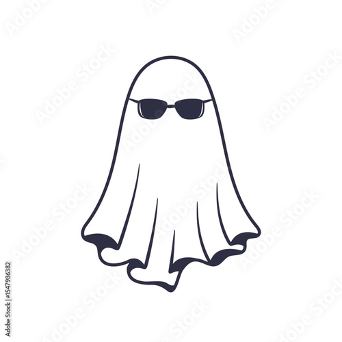 Cool Ghost logo, icon. Ghost icon with sunglasses. isolated on white background. Vector illustration	
