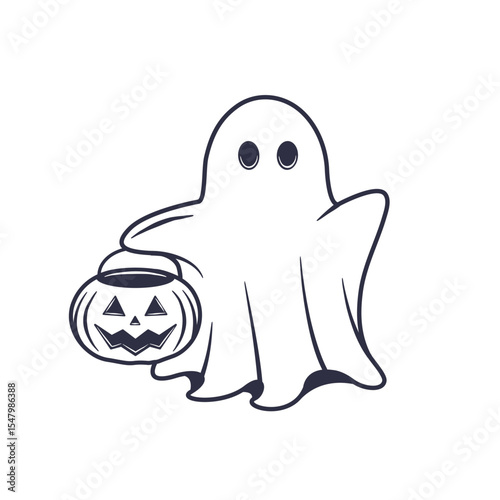 Halloween Ghost logo, icon. Ghost isolated on white background. Vector illustration	