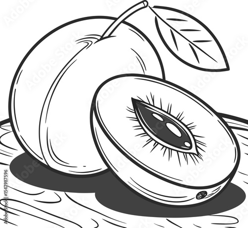 Vector illustration of a fun apple icon with a smiling woman's face and eyes