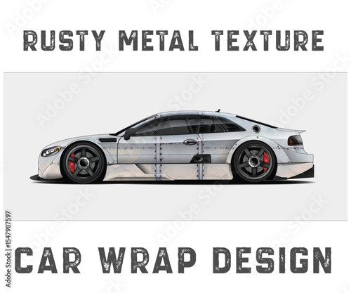 Rusty Metal Texture Car Wrap Design side view