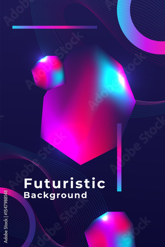 Futuristic Gradient Geometric Background with 3D Abstract Shapes