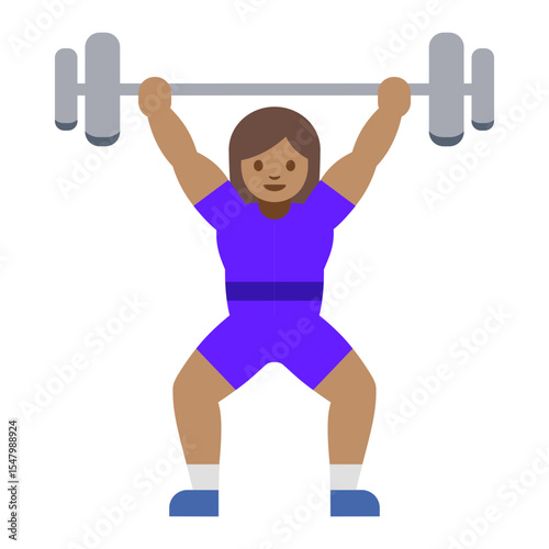 Cartoon-style of a Woman lifting a barbell, isolated on white background