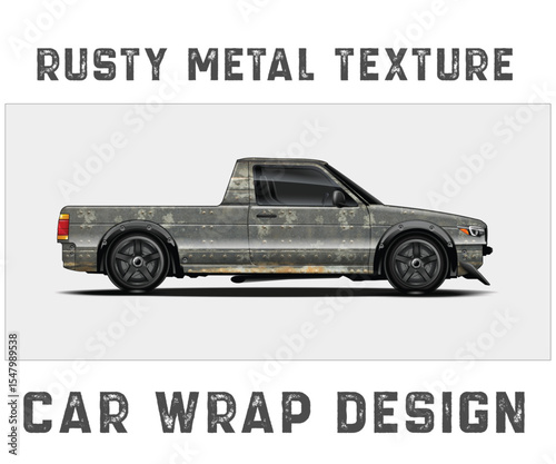 Rusty Metal Texture Car Wrap Design Side view
