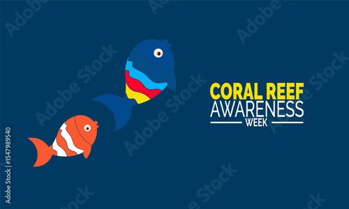 
July is Coral Reef Awareness Week background illustration. Holiday concept. Utilize for background, banner, placard, card, and poster design template with  professional  illustraion design 