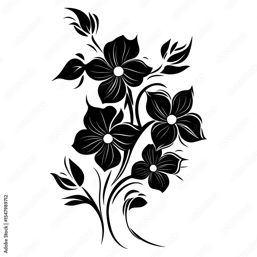 Obraz premium Floral element pattern black white vector