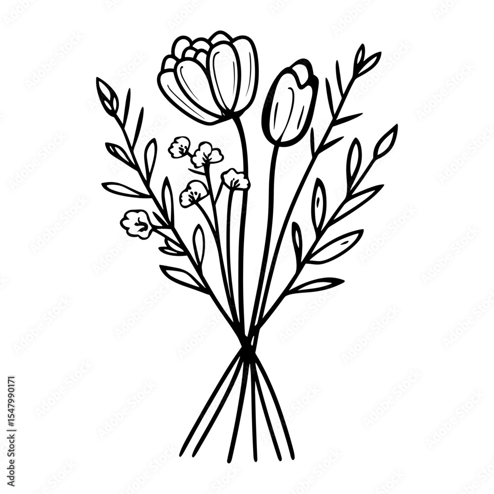 Fototapeta premium Art illustration drawing bouquet vector