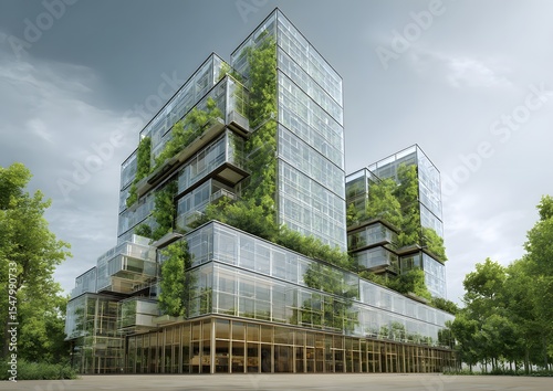 Green building with transparent energy usage windows