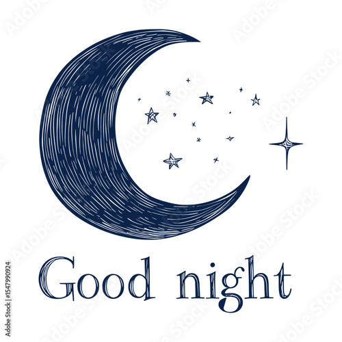 Night moon stars blue vector