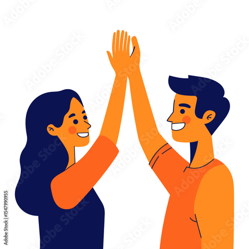 Giving a high-five illustration positive collaboration vector