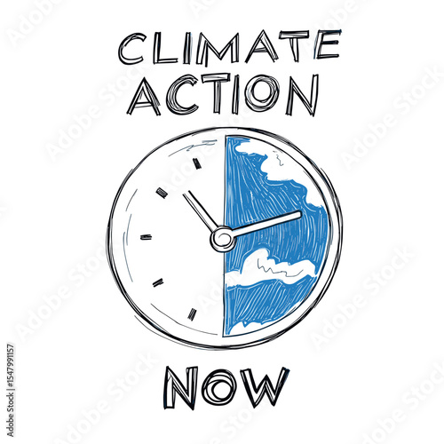Half earth half clock illustration climate white vector