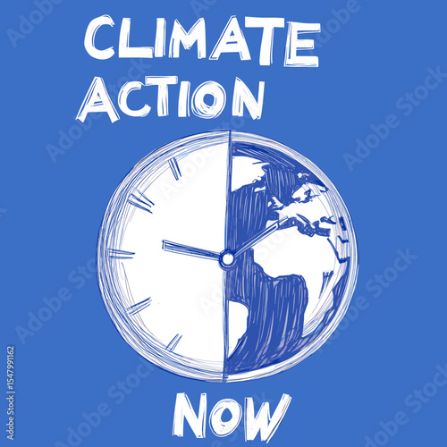 Half earth half clock illustration climate blue vector