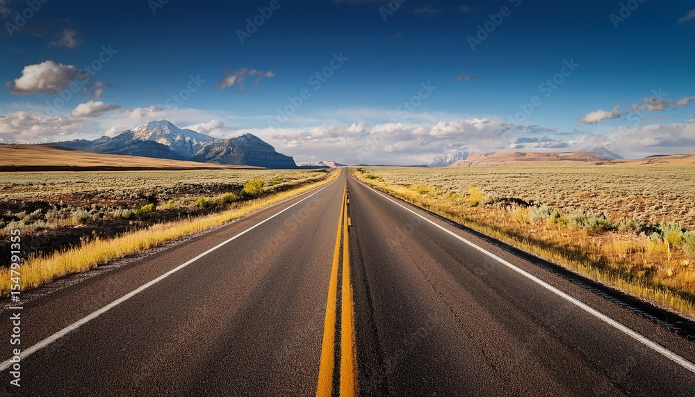 Naklejka premium empty open highway in wyoming