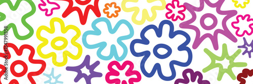 Doodle fun kid backgrounds. Childish cool geometric design useful for fabric
