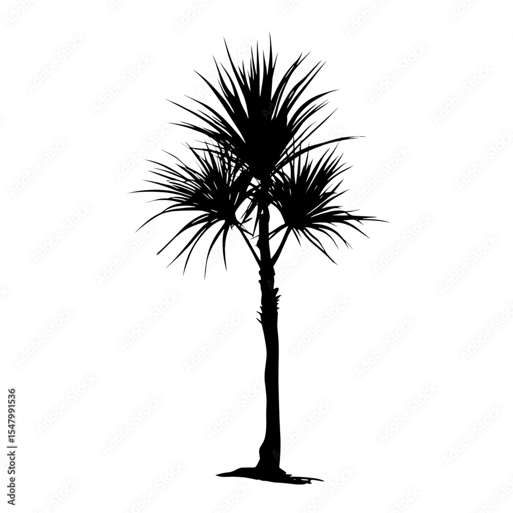 Fototapeta premium Short palm tree silhouette illustration black vector