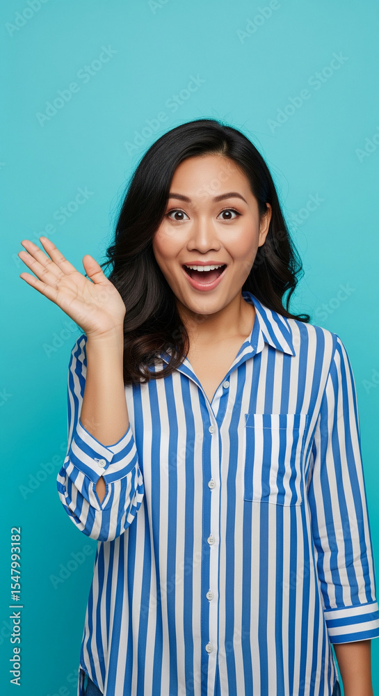 Surprised Asian Woman Gesturing in Joy Surprised Asian Woman Gesturing in Joy