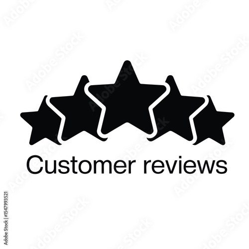 Customer review stars and ratings in minimal black and white vector