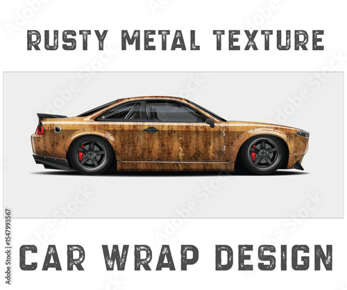 Rusty Metal Texture Car Wrap Design Sport car